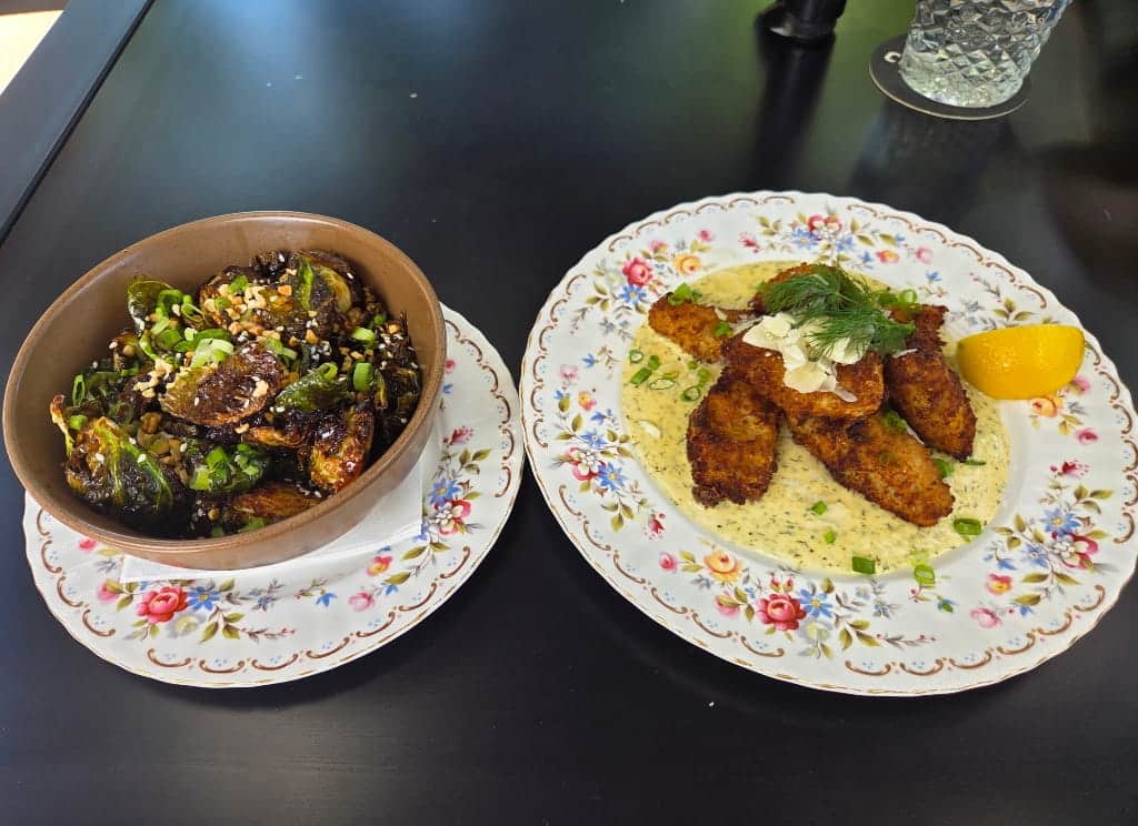 Kung Pao Brussel Sprouts & Artichokes Parmesan, food, appetizers