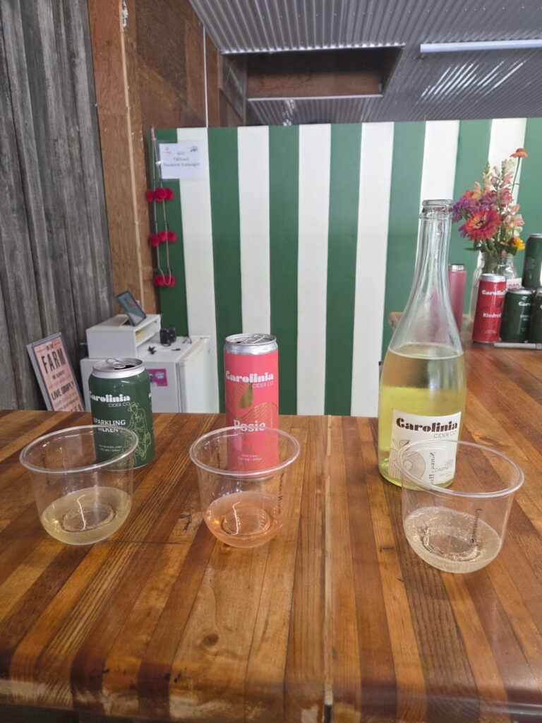 Some of the drinks available at Carolinia Cider Co. and The Fruit Wagon, ciders