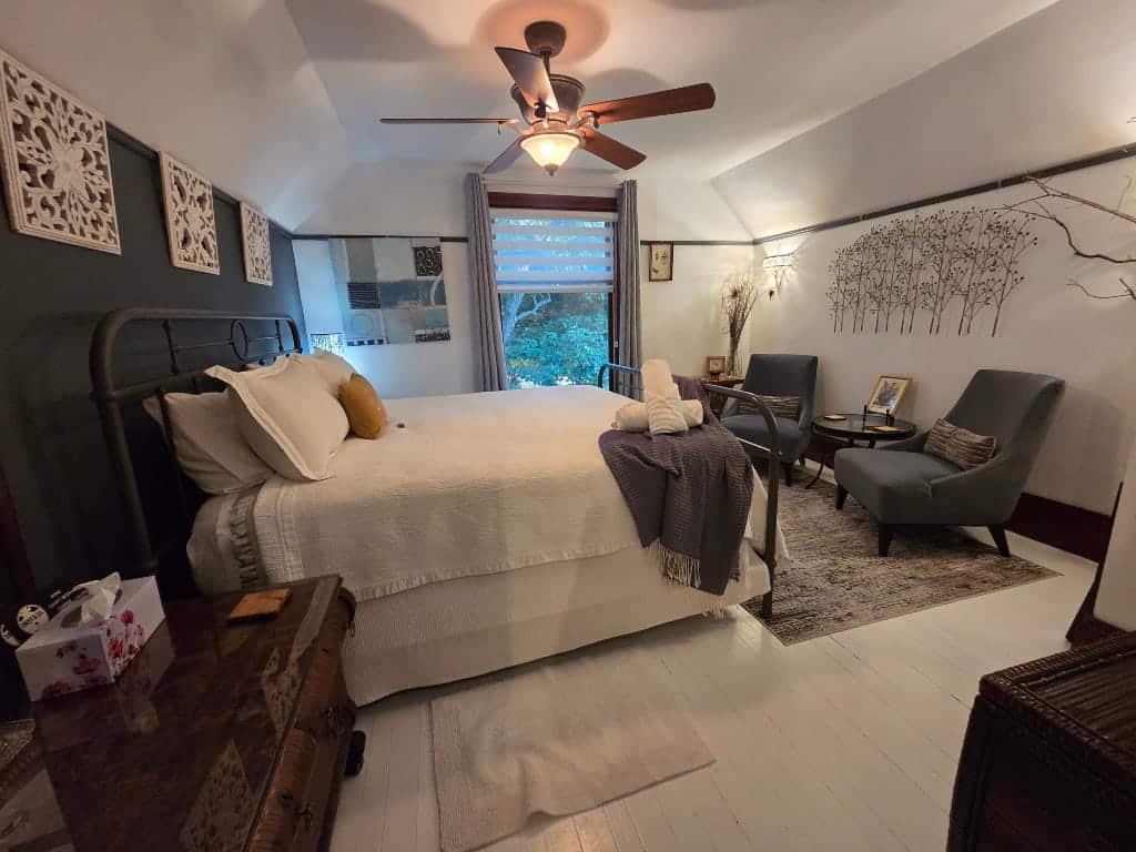My room at Walnut Grove B&B, large bed, cozy room, 3-Day Windsor-Essex Itinerary