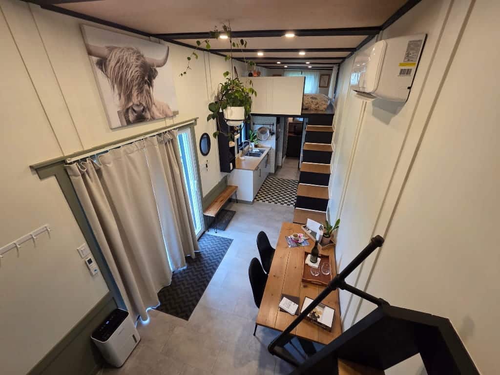 View of the layout from one of the bedrooms, tiny home layout, Highland House Review