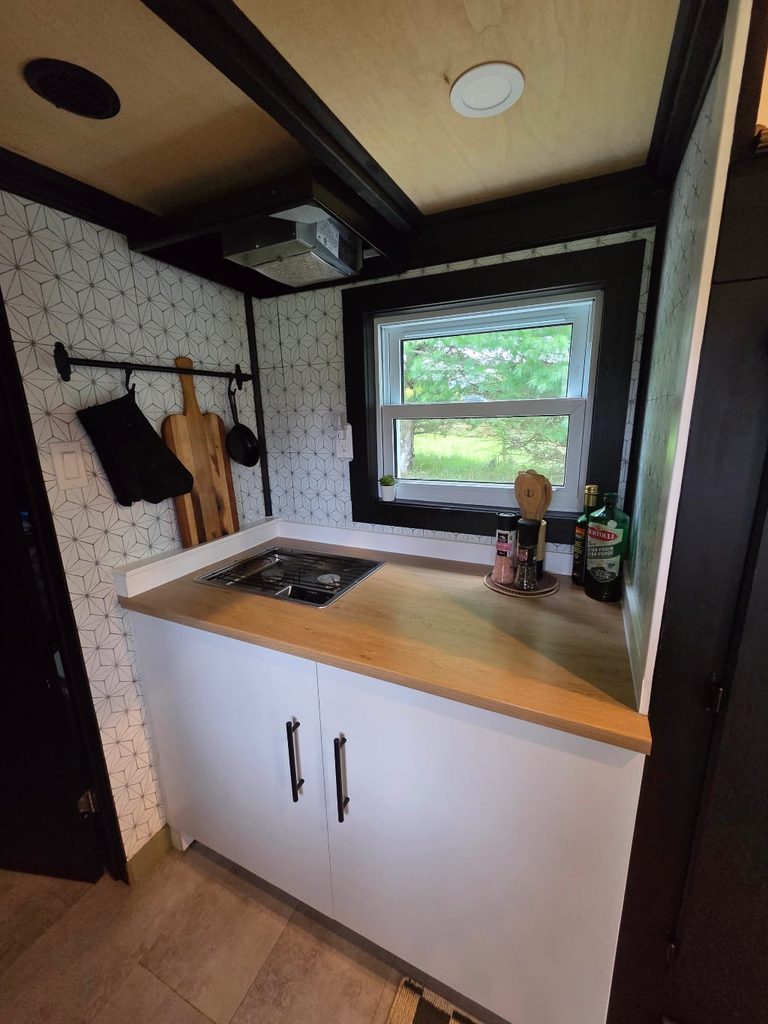 The cooking area, stove, prepping area in a kitchen