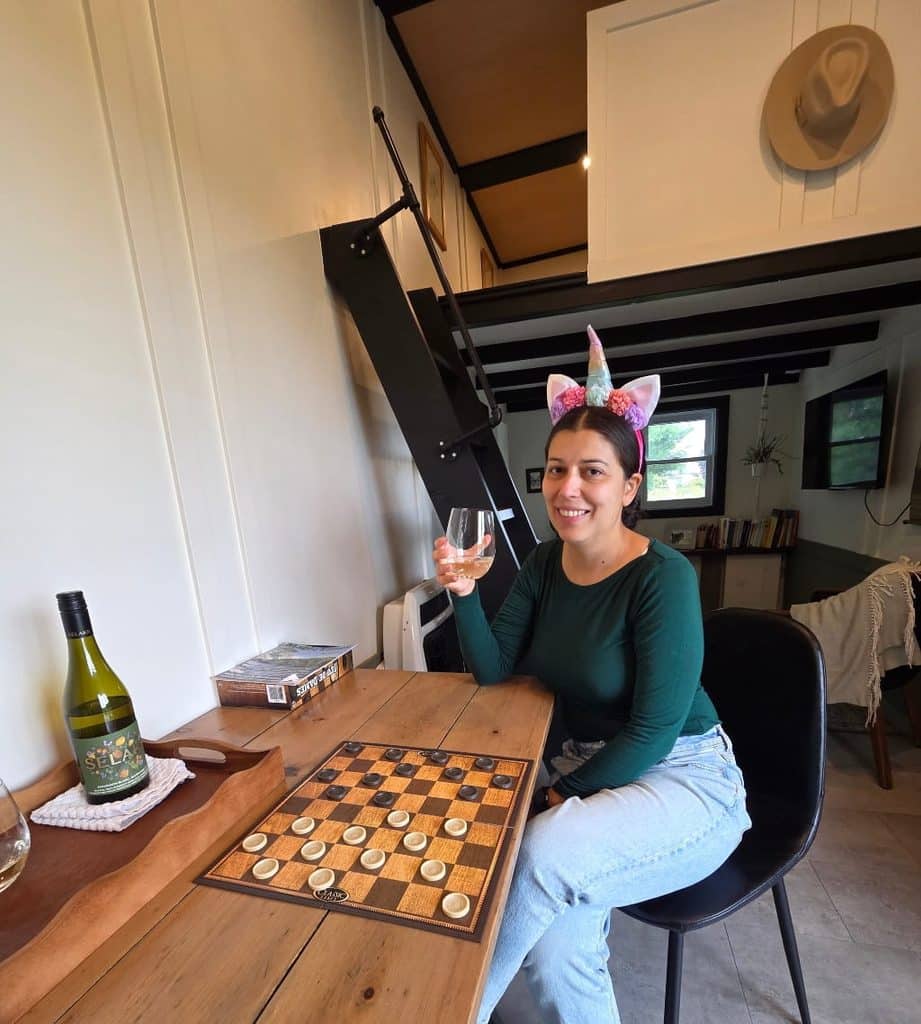 We had some wine and played checkers
