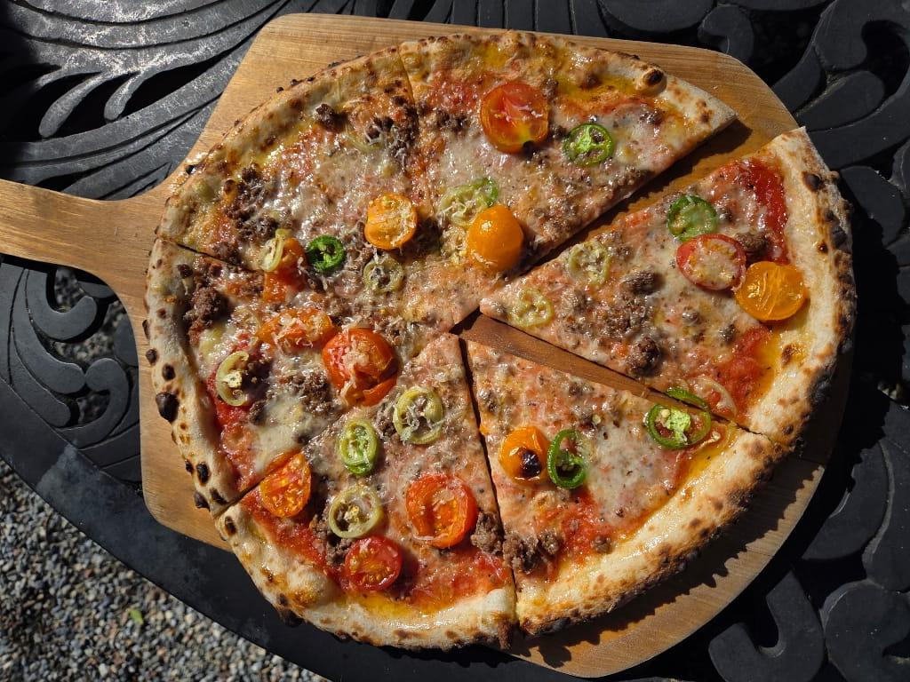 Spicy Highland pizza, home made pizza
