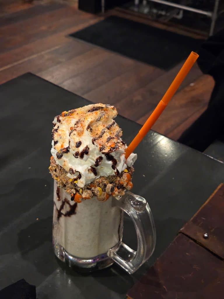 PB Pieces (chocolate and peanut butter) boozie milkshake