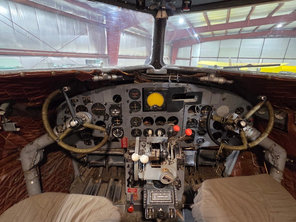 Inside one of the planes in Dakota Territory Air Museum
